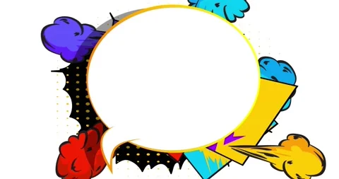 Speech bubble with colorful comic book elements on white Stock Footage 172120573