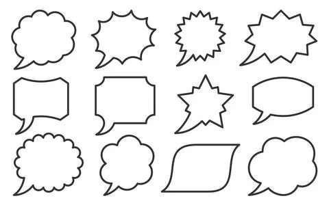 Speech bubble comic balloon text cloud line set Illustrazione stock