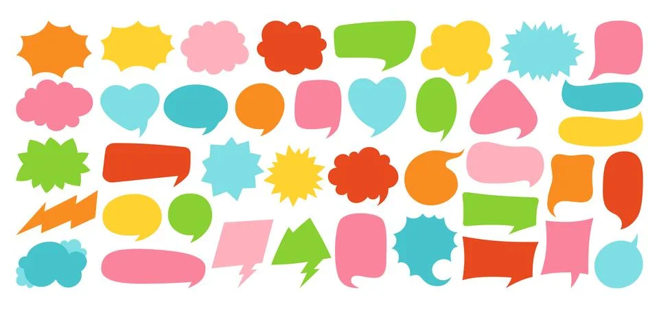Speech bubble comic chatting box set colorful empty design elements dialog Stockillustratie