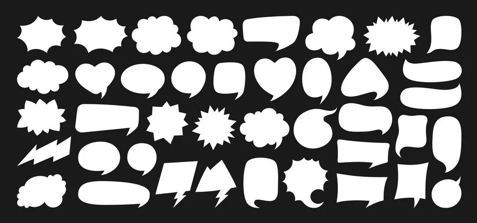 Speech bubble comic chatting box set silhouette empty design dialog clouds 스톡 일러스트
