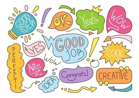 Speech bubble comic doodle set dialog cloud vector Stock Illustration