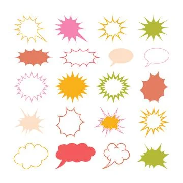 Speech Bubble Comic Elements Set Silhouette, pop art style Vintage, comic design 스톡 일러스트