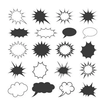 Speech Bubble Comic Elements Set, Retro empty comic speech bubbles set 스톡 일러스트
