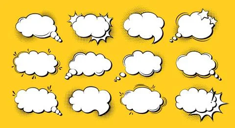 Speech bubble comic pop art set explosion cloud Stock-Illustration