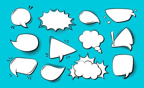 Speech bubble comic pop art set explosion cloud Stock-Illustration
