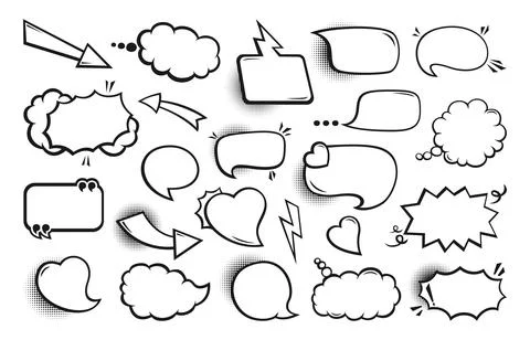 Speech bubble comic pop art retro set cartoon dialog clouds vintage banner Stock Illustration