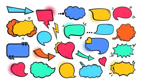 Speech bubble comic pop art set retro colorful empty comics banner Stock Illustration