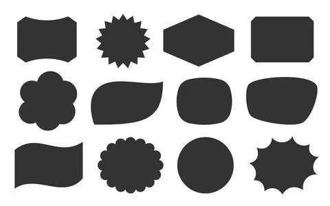 Speech bubble comic price tag label sticker shapes Stock Illustration