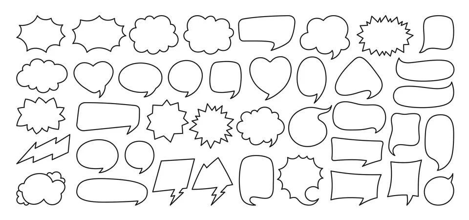 Speech bubble comic sign chatting box set contour empty design dialog clouds 스톡 일러스트