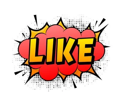 Speech bubble for comic text Like. Cartoon comic sign. Effects explosion. Stock Illustration