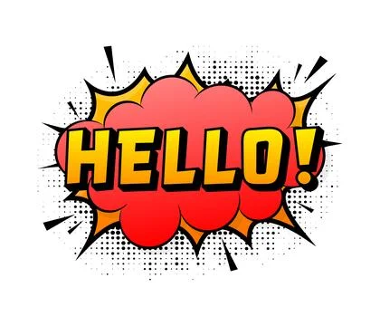 Speech bubble for comic text Hello. Cartoon comic sign. Effects explosion. Stock Illustration