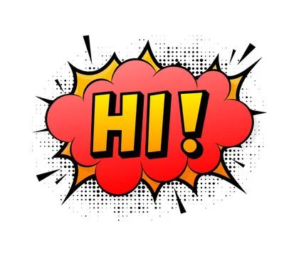 Speech bubble for comic text Hi. Cartoon comic sign. Effects explosion. 库存插图