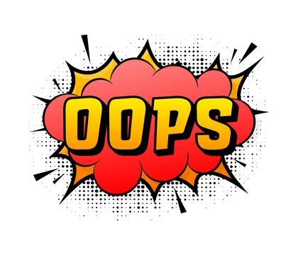 Speech bubble for comic text oops. Cartoon comic sign. Effects explosion. Illustrazione stock