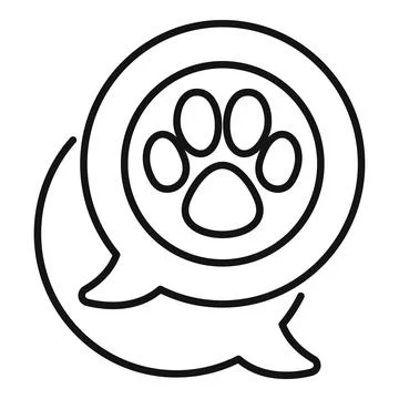 Speech bubble communicating about pets with paw print icon Stock Illustration