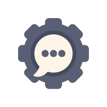 Speech bubble communicating inside gear wheel icon 스톡 일러스트