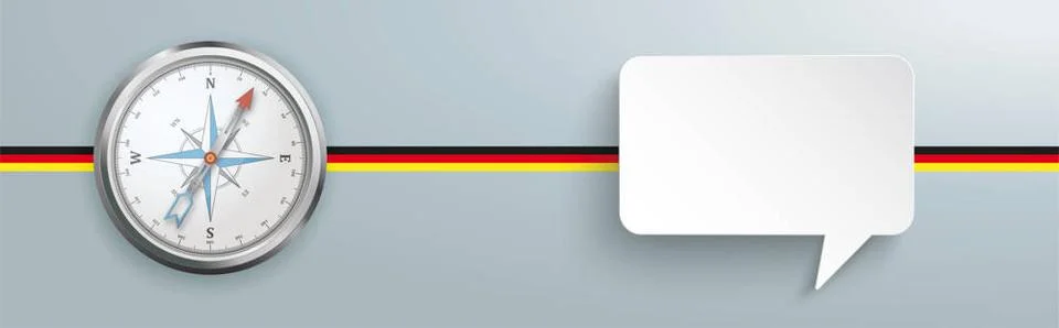 Speech Bubble Compass Germany Header White paper speech bubble with a comp... Stock Photos