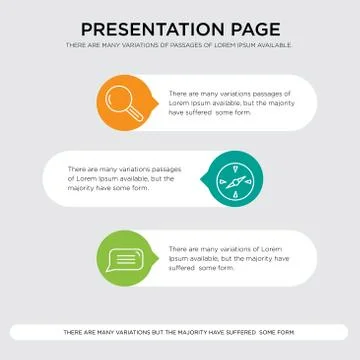 Speech bubble, Compass, Magnifying glass presentation Stock Illustration