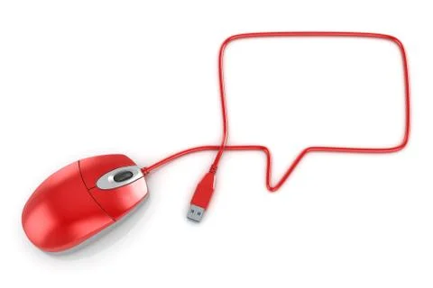 Speech Bubble with Computer Mouse Cable Stock Illustration