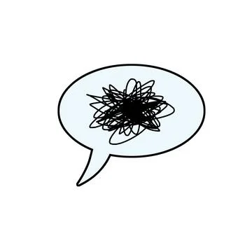 Speech bubble. Confused thoughts. Tangled line. A comic book element Illustrazione stock