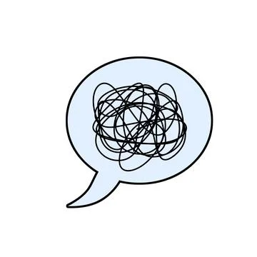 Speech bubble. Confused thoughts. Tangled line. A comic book element. Stock Illustration