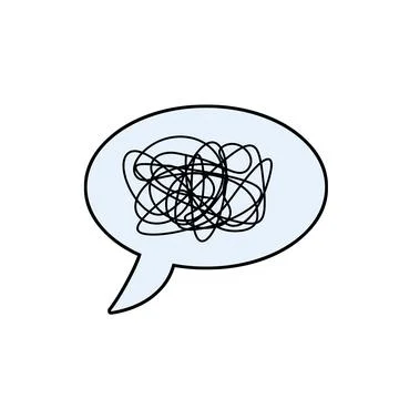 Speech bubble. Confused thoughts. Tangled line. Stock Illustration