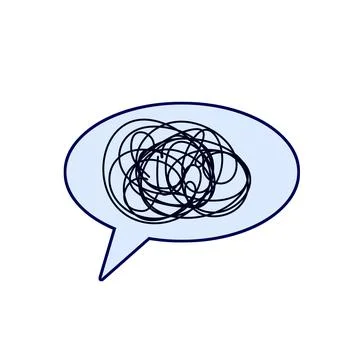 Speech bubble. Confused thoughts. Tangled line. A comic book element. Stock Illustration
