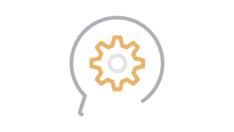A speech bubble containing a gear wheel, symbolizing communication and tech.. Stock Footage 334778126
