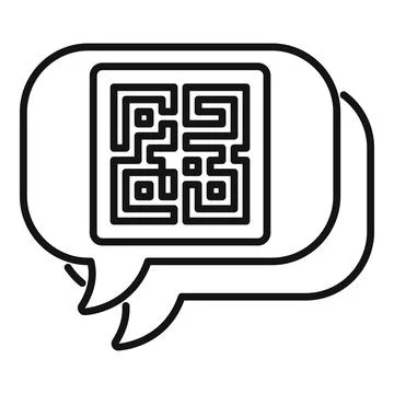 Speech bubble containing qr code representing digital communication Illustrazione stock