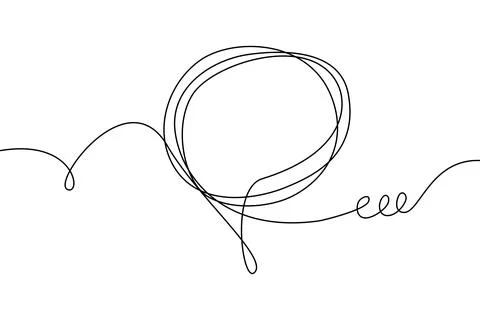 Speech bubble continuous line drawing. Black isolated linear Stock Illustration