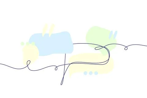 Speech bubble continuous line drawingwith color shapes Stock Illustration