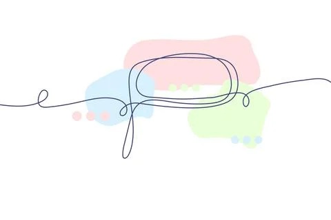Speech bubble continuous line drawingwith color shapes Stock Illustration