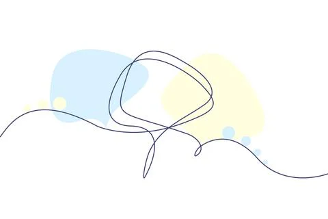Speech bubble continuous line drawingwith color shapes Stock Illustration