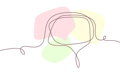 Speech bubble continuous line drawingwith color shapes Stock Illustration