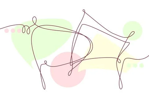 Speech bubble continuous line drawingwith color shapes Stock Illustration