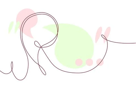 Speech bubble continuous line drawingwith color shapes Illustrazione stock