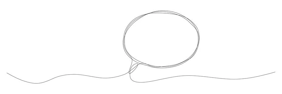 Speech bubble continuous one line drawing. Illustrazione stock