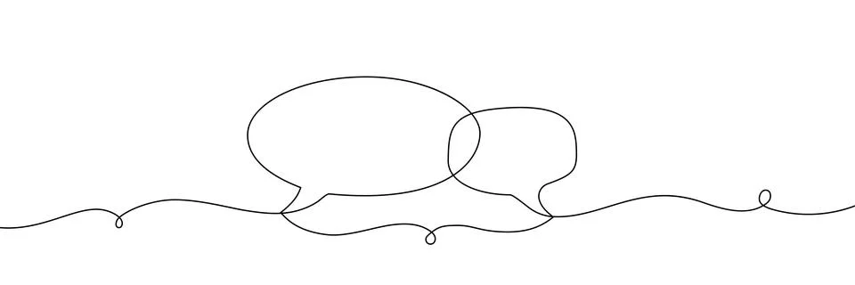 Speech bubble in continuous one-line art style. Abstract linear illustration of Stock Illustration