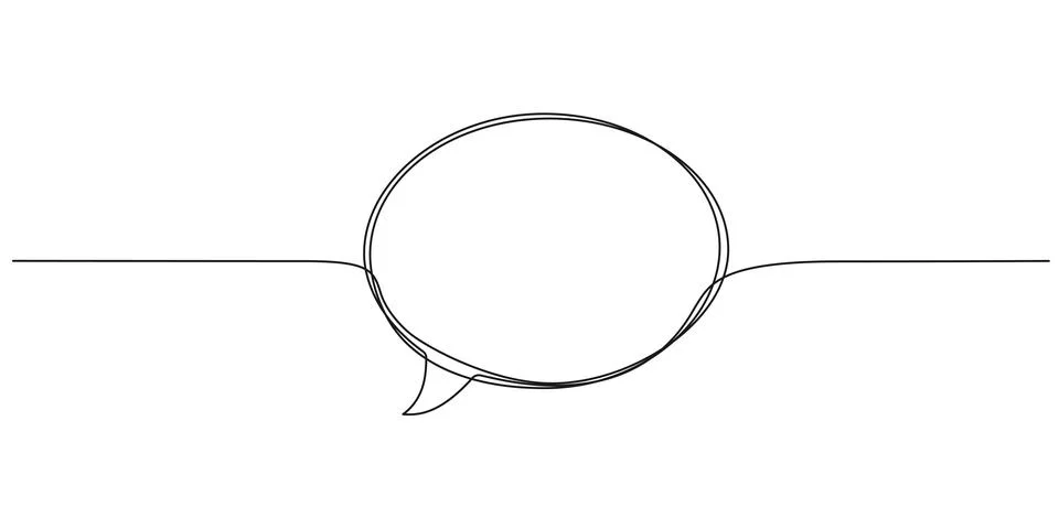 Speech bubble continuous single line drawing Illustrazione stock