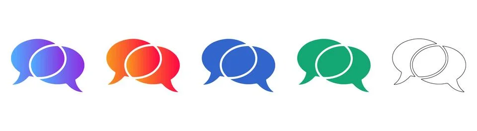 Speech Bubble Conversation Icons in Gradient and Line Styles Stock Illustration