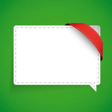 Speech bubble with corner ribbon vector Stock Illustration