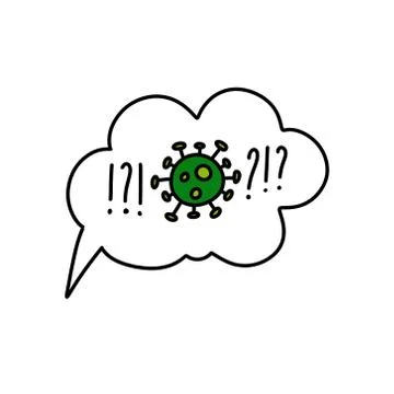 Speech bubble with coronavirus doodle icon, vector color illustration Stock Illustration