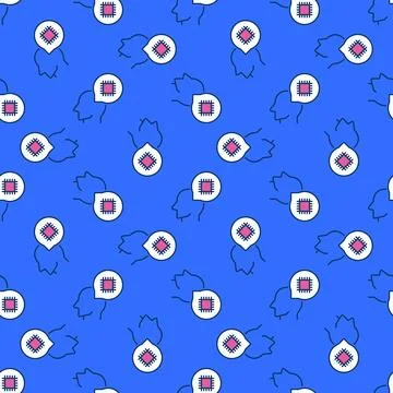 Speech Bubble with CPU and Head vector colored seamless pattern Stock Illustration