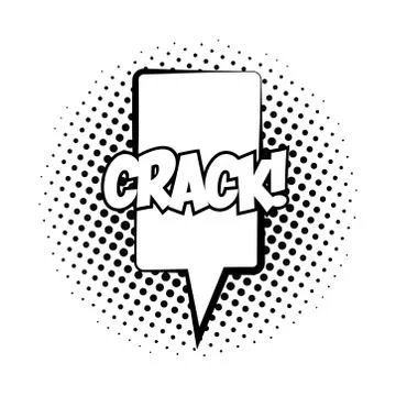 Speech bubble with crack word pop art line style Stock Illustration