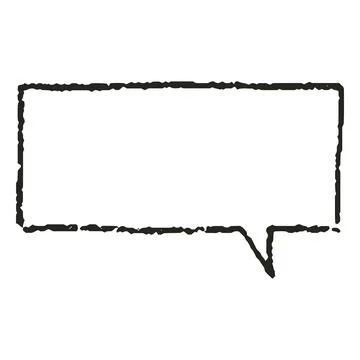 Speech bubble crayon black outline blank, vector cartoon communication frame Stockillustratie