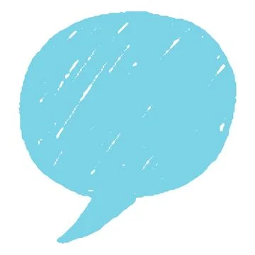 Speech bubble crayon blue shape, vector cartoon communication chat round frame Stock Illustration