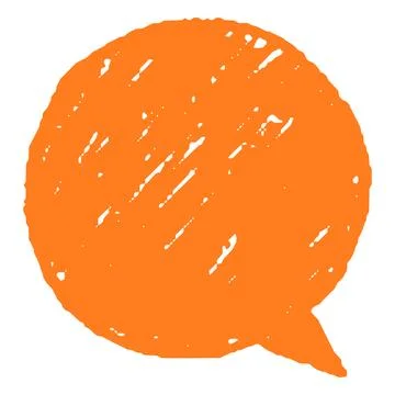 Speech bubble crayon orange shape, vector cartoon communication chat round frame Stock Illustration