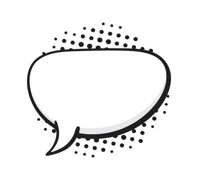 Speech bubble crooked oval shape with dots rays in pop art style Stock Illustration