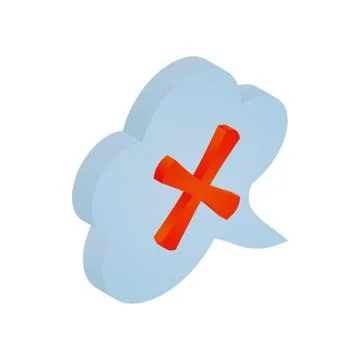 Speech bubble with cross icon, isometric 3d style 스톡 일러스트