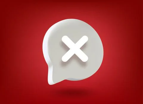 Speech bubble with cross mark on red background. 3d vector buttons イラスト素材
