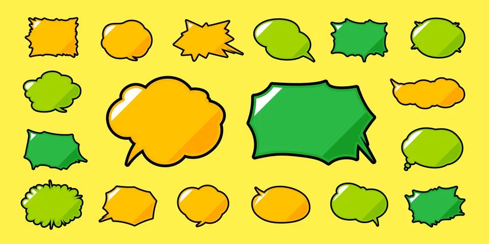 A speech bubble with a design that has a shading transition, horizontal writi Stockillustratie